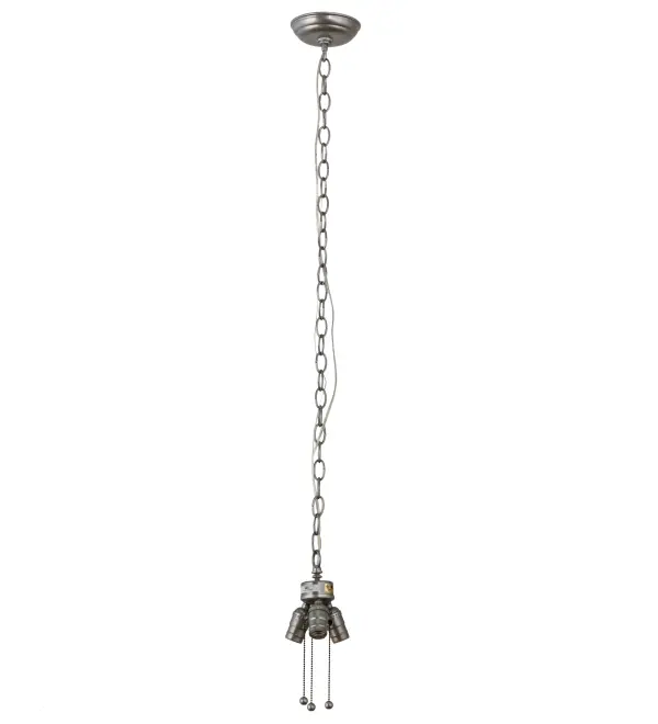 Every Meyda Tiffany item is a unique handcrafted work of art. Natural variations in the wide array of materials that we use to create each Meyda product make every item a masterpiece of its own. Photographs are a general representation of the product. Colors and designs will vary. Collection: Pendant Hardware Finish: Nickel Glass: Silver Mica Width: 5.00" Height: 10.00" Length: 5.00" Weight: 2.00 lb Extension from Wall: 5.00" Number of Bulbs: 3 Maximum Wattage: 60.00 W Bulb Type: T3 Bulb Base: Medium Light Source: CFL Material: Metal Country of Origin: USA Safety Listing: Damp Safety Rating: Damp
