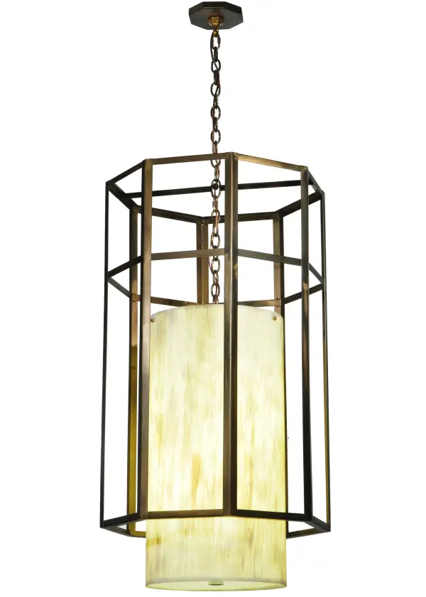 Discover a unique decorative look and lighting design featuring a dramatic caged frame and stunning Ivory Linen Idalight diffuser. The hardware is shown in an Antique Copper finish. The overall height ranges from 46 to 93 inches as the chain length can be easily adjusted in the field. The Cilindro Caged Pendant is featured in our American Made; American designed; handcrafted Transitional Lighting Collection. Manufactured in Yorkville; New York. UL and cUL listed for dry and damp locations.