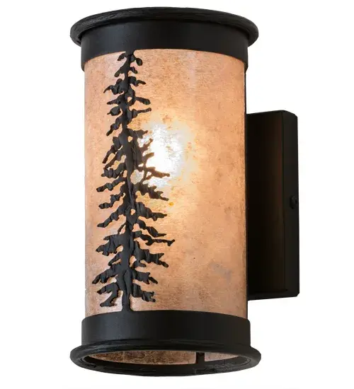 Every Meyda Tiffany item is a unique handcrafted work of art. Natural variations in the wide array of materials that we use to create each Meyda product make every item a masterpiece of its own. Photographs are a general representation of the product. Colors and designs will vary. Collection: Tall Pines Finish: Textured Black Glass: Silver Mica Width: 5.00" Height: 9.25" Length: 5.50" Weight: 3.50 lb Extension from Wall: 5.50" Number of Bulbs: 2 Maximum Wattage: 60.00 W Bulb Type: A19 Bulb Base: Medium Material: Steel Country of Origin: USA Safety Listing: Damp Safety Rating: Damp - alternate view