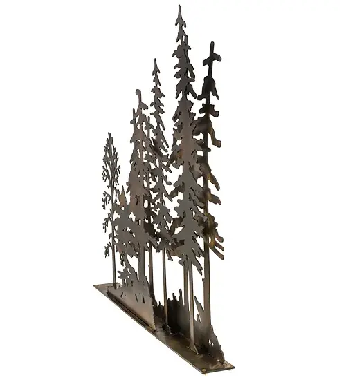 Designed to add natural beauty and drama to a window; this unique Window Artwork features a handsome stand of ascending Tall Pine tree silhouettes in a Dark Burnished Antique Copper finish.This fixture features a base that can be installed directly on the window sill.Custom crafted by our highly skilled artisans; the stunning window art is created in our manufacturing facility at the foothills of the spectacular Adirondack Mountains in the USA. Custom styles; sizes and colors are available; as well as a variety of lighting options. - alternate view