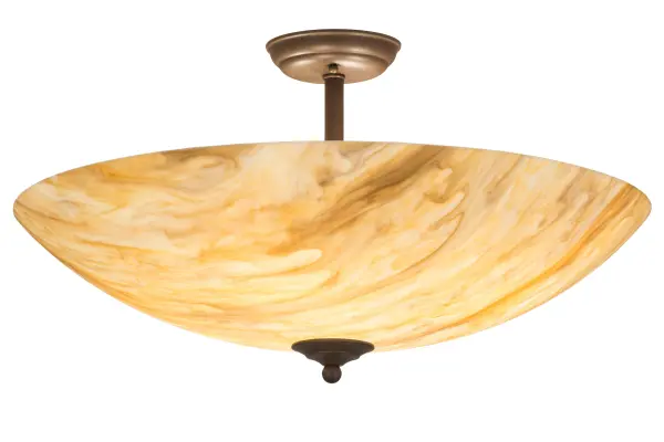 For a sophisticated look that will add cool appeal to any space, Madison is designed with a Travertine Idalight diffuser which is complemented with hardware and accents featured in a Cafe Noir finish. The transitionally styled, bowl shaped fixture is perfect for enhancing corridors, lobbies, living rooms and other areas in both residential and commercial environments. This ceiling fixture is crafted by the highly skilled hands of Meyda artisans in the Yorkville, New York in the USA. Custom styles, sizes and colors are available, as well as dimmable energy efficient lamping options such as LED. The fixture is UL and cUL listed for damp and dry locations. Collection: Madison Finish: Cafe Noir Glass: Travertine Idalight Width: 24.00" Height: 13.00" Length: 24.00" Weight: 5.00 lb Number of Bulbs: 4 Maximum Wattage: 40.00 W Bulb Type: A19 Bulb Base: E26 Material: Steel Country of Origin: USA Safety Listing: Damp Safety Rating: Damp