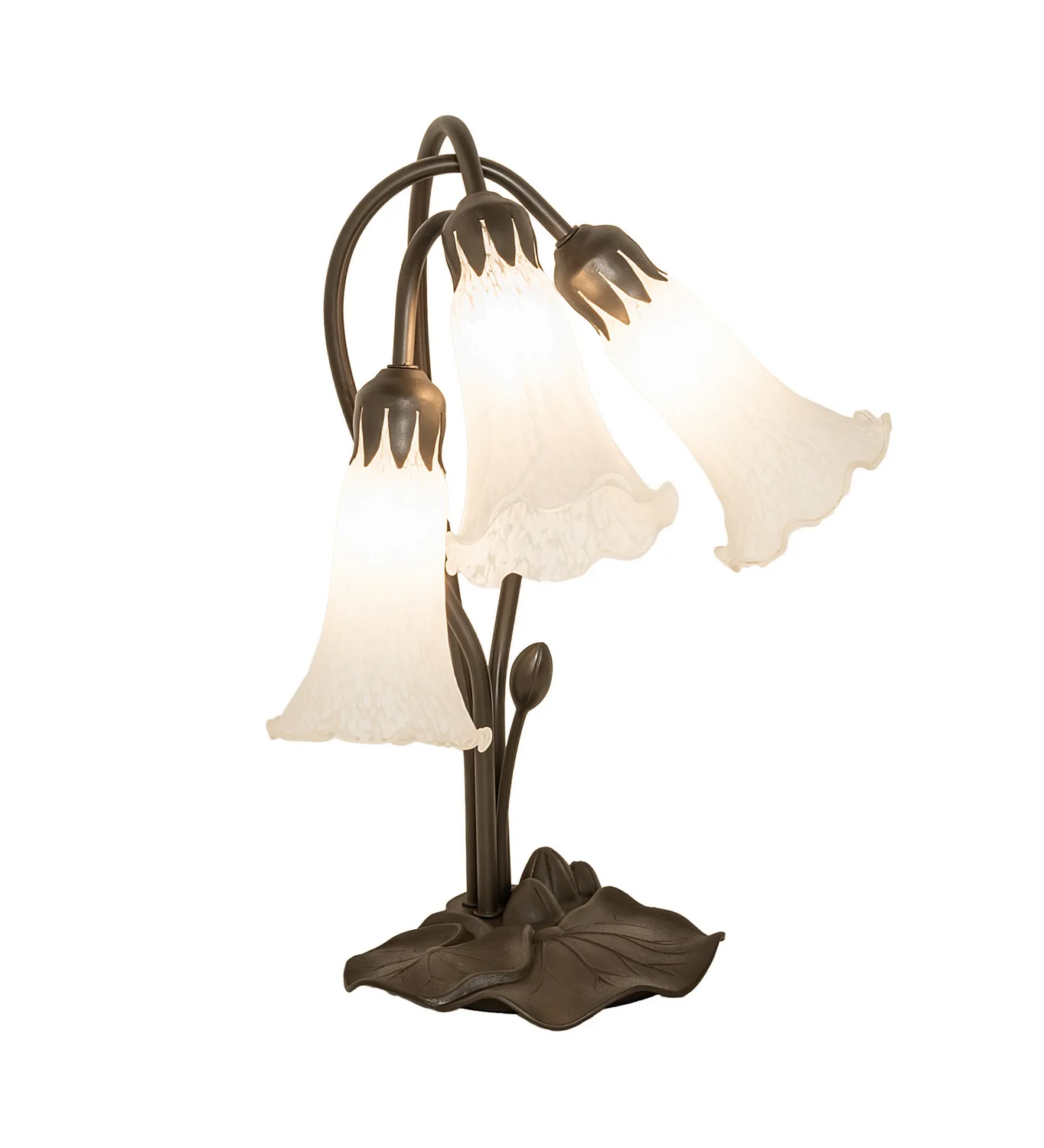 White Three Light Table Lamp in Mahogany Bronze