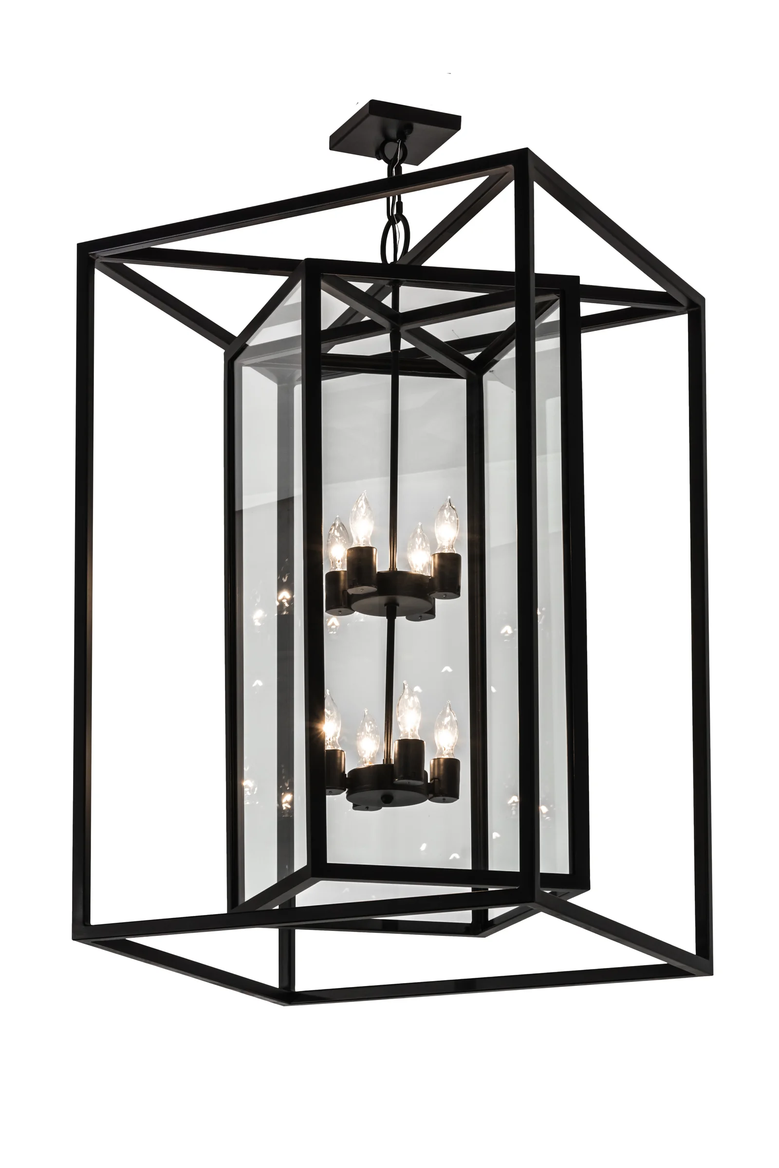 Kitzi Box Eight Light Pendant in Blackwash