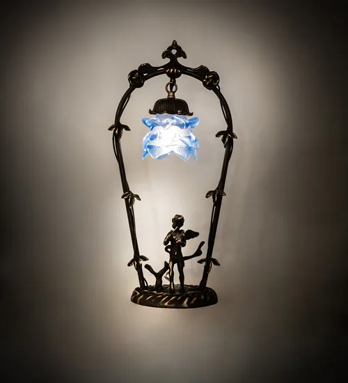 19" High Blue Cherub With Violin Mini Lamp