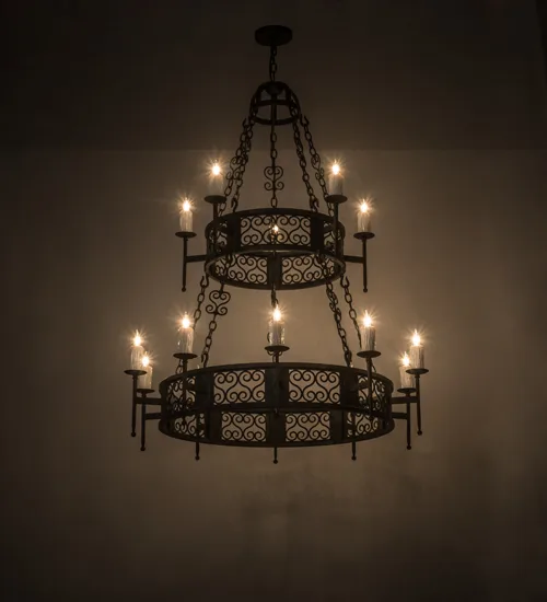 48" Wide Toscano 15 Light Two Tier Chandelier