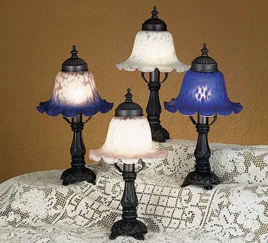 12.5" High Fluted Bell White & Blue Mini Lamp - Image 2