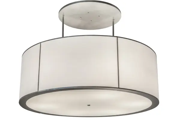 Designed with a round profile and a clean architectural look, this appealing and versatile pendant defines a sophisticated aesthetic. This White Textrene shade is designed with a Statuario Idalight bottom diffuser and complemented with hardware featured in a Nickel finish. Handcrafted by highly skilled artisans in our 180,000 square foot manufacturing facility in Yorkville, New York, this transitional styled pendant is available in a wide range of custom choices including various designs, colors, sizes and dimmable energy efficient lamping options including LED. This fixture is UL and cUL listed for damp and dry locations. Collection: Cilindro Finish: Nickel Glass: White Textrene And Statuario Idalight Width: 72.00" Height: 51.00" Length: 72.00" Weight: 180.00 lb Number of Bulbs: 6 Maximum Wattage: 60.00 W Bulb Type: A19 Bulb Base: E26 Material: Steel Country of Origin: USA Safety Listing: Dry Safety Rating: Dry