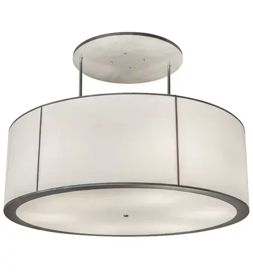 Designed with a round profile and a clean architectural look, this appealing and versatile pendant defines a sophisticated aesthetic. This White Textrene shade is designed with a Statuario Idalight bottom diffuser and complemented with hardware featured in a Nickel finish. Handcrafted by highly skilled artisans in our 180,000 square foot manufacturing facility in Yorkville, New York, this transitional styled pendant is available in a wide range of custom choices including various designs, colors, sizes and dimmable energy efficient lamping options including LED. This fixture is UL and cUL listed for damp and dry locations. Collection: Cilindro Finish: Nickel Glass: White Textrene And Statuario Idalight Width: 72.00" Height: 51.00" Length: 72.00" Weight: 180.00 lb Number of Bulbs: 6 Maximum Wattage: 60.00 W Bulb Type: A19 Bulb Base: E26 Material: Steel Country of Origin: USA Safety Listing: Dry Safety Rating: Dry - alternate view