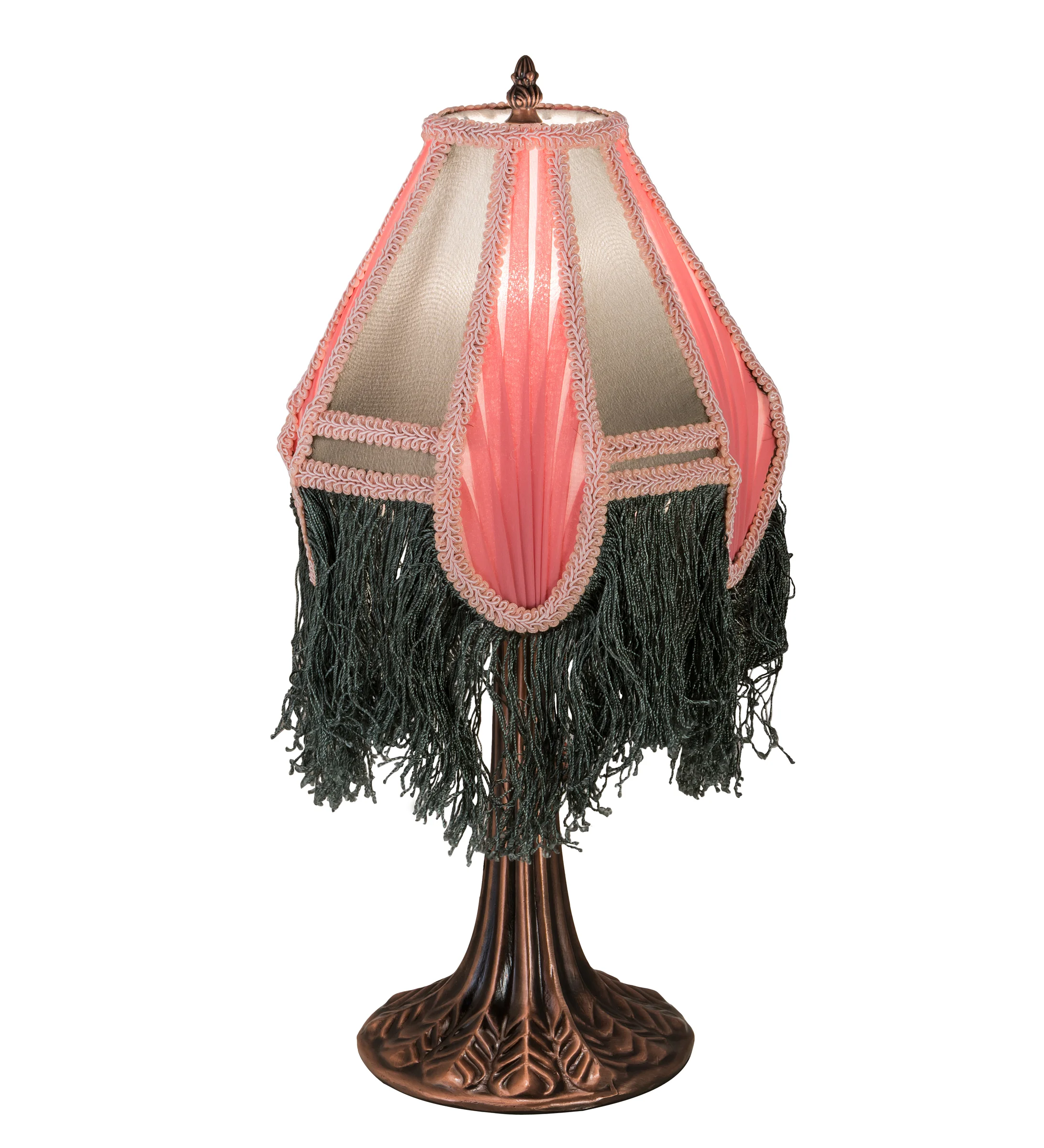 Fabric & Fringe Mini Lamp in Mahogany Bronze