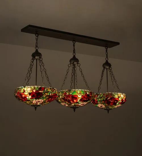 54" Long Tiffany Peony 3 LT Inverted Island Pendant