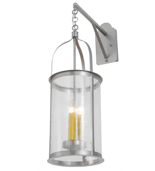 Cilindro Campbell offers an appealing cylindrical profile and transforms it into a handsome wall sconce. This wall luminaire delivers beautiful ambient illumination through a Clear Seeded Glass lens with a frame with hardware featured in a Brushed Nickel finish. Handcrafted by skilled artisans in the company's manufacturing facility in Upstate New York; this fixture is offered in custom sizes; styles and colors; as well as dimmable energy efficient lamping options such as LED. This sconce is UL and cUL listed for damp and dry locations. - alternate view