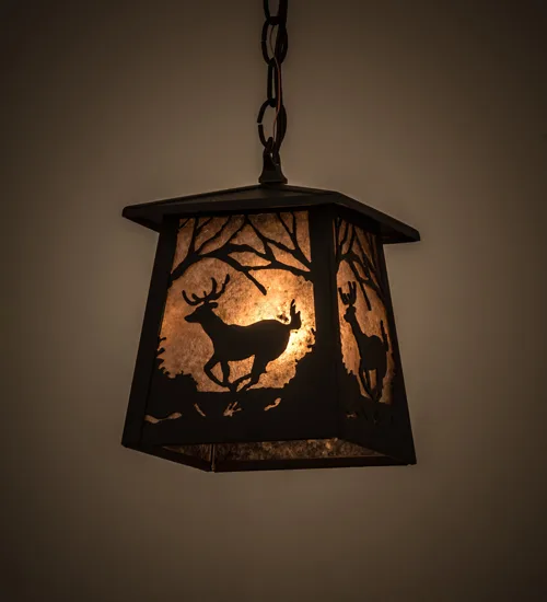 7"Sq Deer at Dawn Mini Pendant