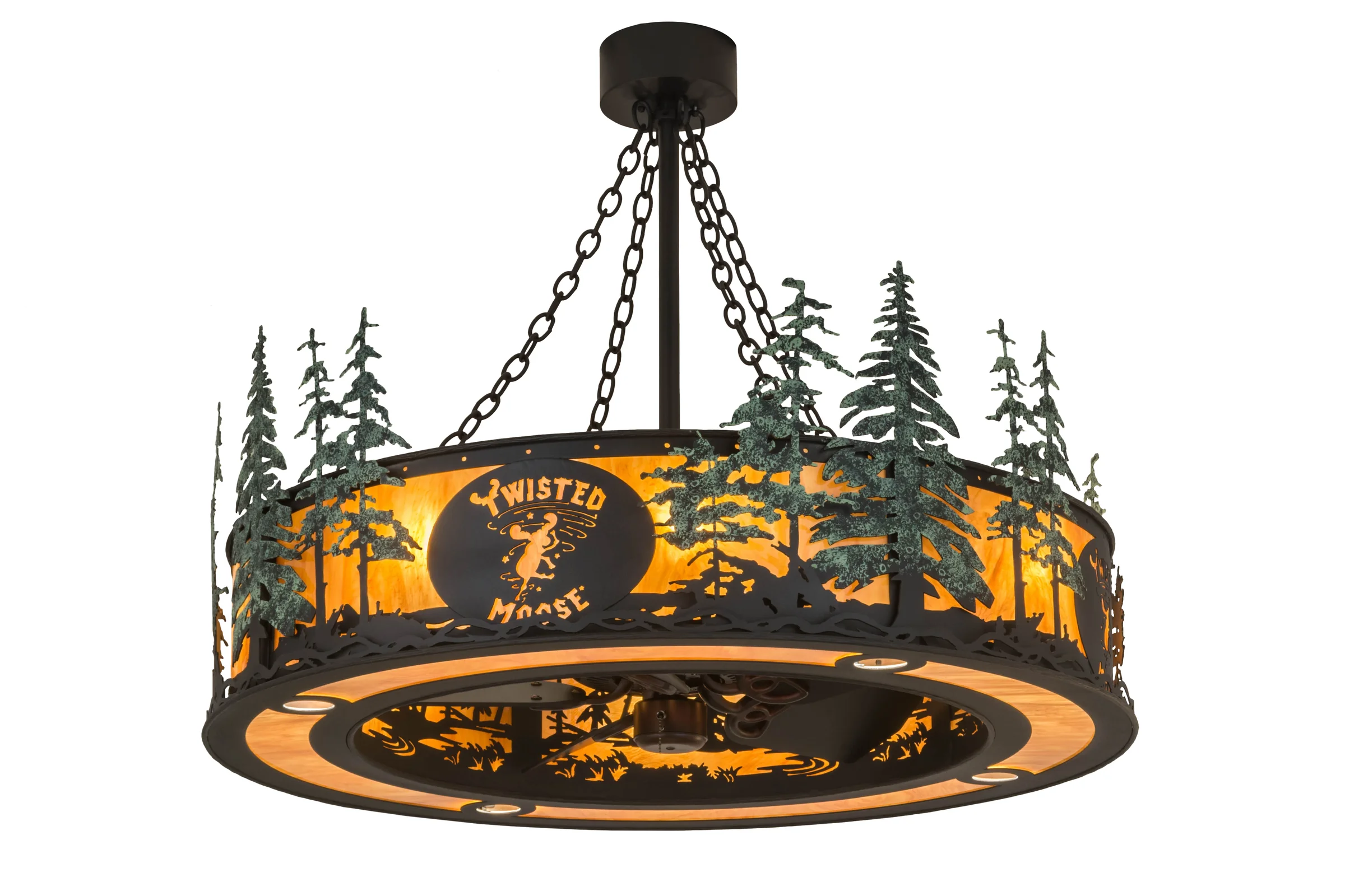 Personalized 12 Light Chandel-Air in Green Trees Oiled Bronze