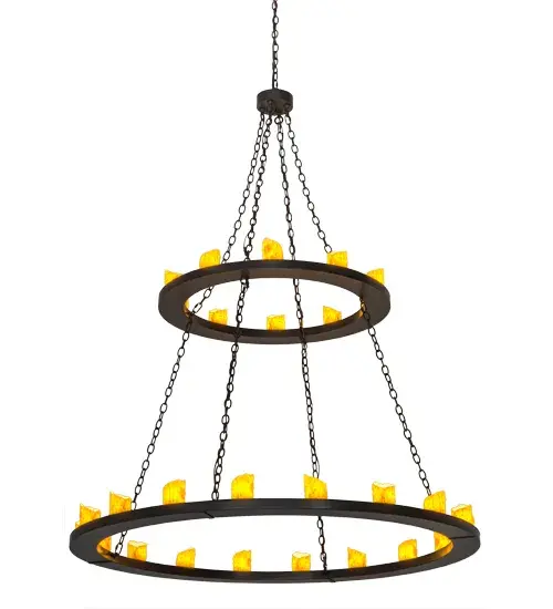 Blending an elegant style with a classic distinguished look, Loxley is custom crafted with 28 Ivory colored Cylindres perched on two smooth, circular frames which are featured in a Timeless Bronze finish. The two tier chandelier is ideal for illuminating lobbies, conference rooms, entryways and other large residential and commercial spaces. The fixture is handcrafted by our artisans in the USA in our manufacturing facility in Yorkville, New York. Custom colors, styles and sizes are available, as well as dimmable energy efficient lamping options such as LED. The fixture is UL and cUL listed for damp and dry locations. Collection: Loxley Finish: Timeless Bronze Glass: Amber Candle Width: 60.00" Height: 80.00" Length: 60.00" Weight: 115.00 lb Number of Bulbs: 28 Maximum Wattage: 25.00 W Bulb Type: BA10 Bulb Base: E26 Material: Steel Country of Origin: USA Safety Listing: Damp Safety Rating: Damp - alternate view