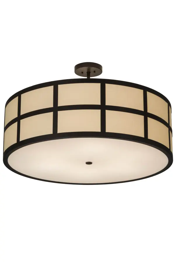 Inspired by a rotating 5-star restaurant perched atop a luxurious city hotel, this unique ceiling fixture features geometric gridwork accents that are similar to a curved series of windows offering panoramic views of the surrounding vistas. Cilindro Barnabas reveals a clean round profile and refined styling with a Linen Textrene shade that is complemented with Timeless Bronze decorative accents and a Statuario Idalight bottom diffuser. Handcrafted in the USA, this handsome fixture is available in custom colors, styles and sizes, as well as dimmable energy efficient lamping options such as LED. This fixture is UL and cUL listed for damp and dry locations. Collection: Cilindro Finish: Timeless Bronze Glass: Laura Beige Textrene Width: 36.00" Height: 22.00" Length: 36.00" Weight: 26.00 lb Number of Bulbs: 6 Maximum Wattage: 26.00 W Bulb Type: A19 Bulb Base: E26 Material: Steel Country of Origin: USA Safety Listing: Dry Safety Rating: Dry