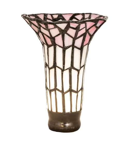 4" Wide X 6" High Stained Glass Pond Lily Pink and White Shade
