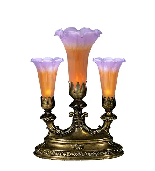 The Amber/Purple Tiffany Pond Lily by Meyda Lighting