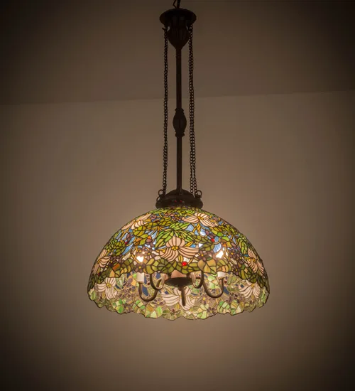 20" Wide Trillium & Violet Pendant