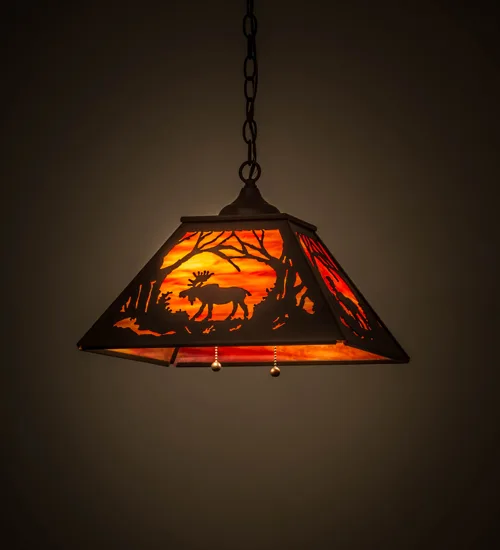 16" Square Moose at Dawn Pendant