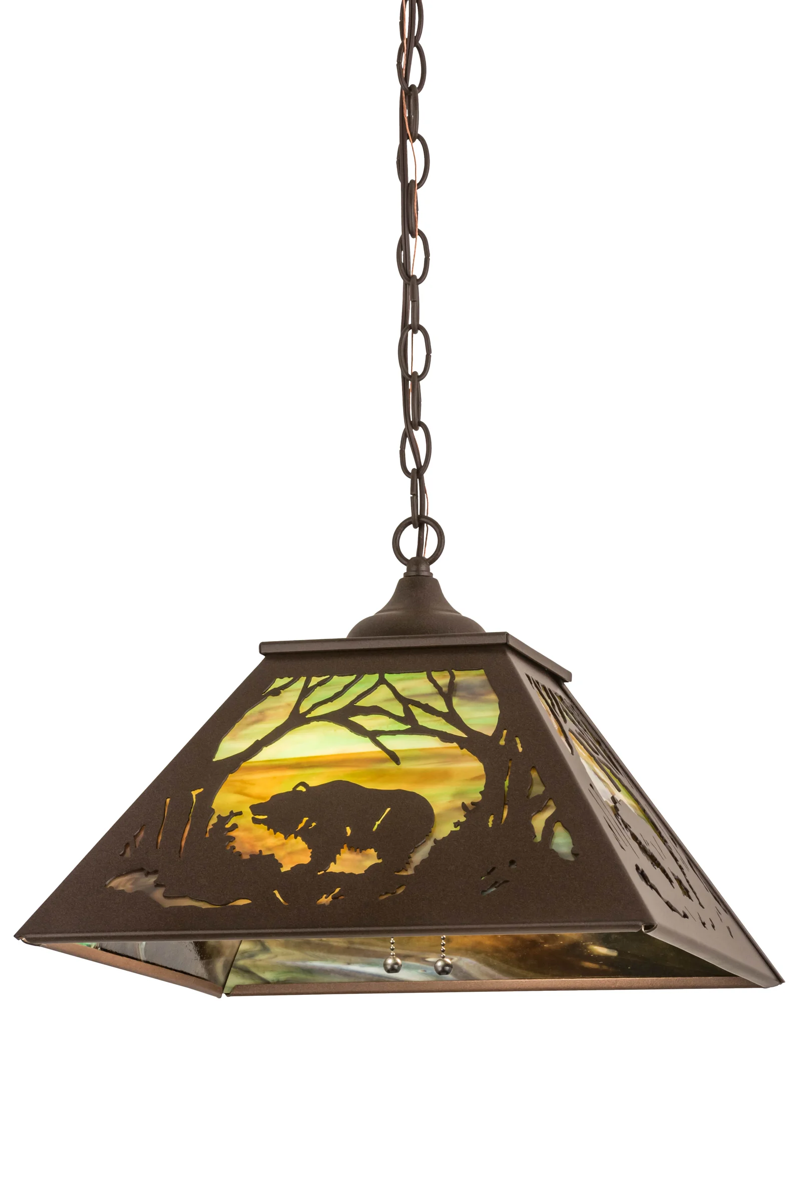 16" Square Bear at Dawn Pendant