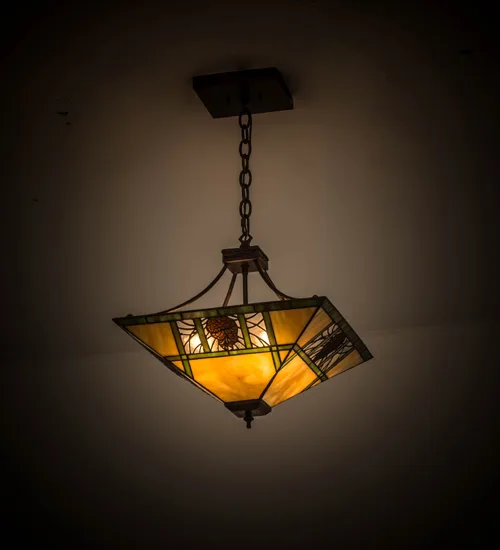 17"Sq Pinecone Ridge Inverted Pendant