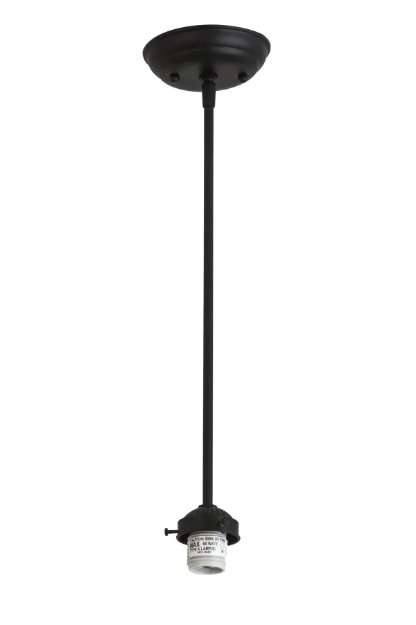 Every Meyda Tiffany item is a unique handcrafted work of art. Natural variations in the wide array of materials that we use to create each Meyda product make every item a masterpiece of its own. Photographs are a general representation of the product. Colors and designs will vary. Collection: Pendant Hardware Finish: Textured Black Glass: Black Metal Finish Width: 5.00" Height: 20.00" Length: 5.00" Weight: 1.50 lb Number of Bulbs: 1 Maximum Wattage: 60.00 W Bulb Type: A19 Bulb Base: Medium Light Source: Incandescent Material: Steel Country of Origin: USA Safety Listing: Damp Safety Rating: Damp