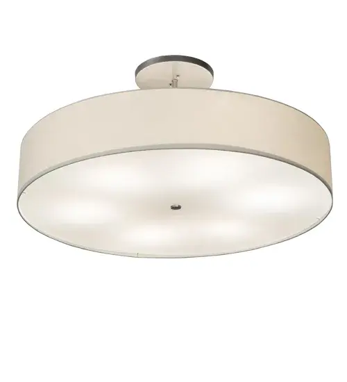 Designed with a curved profile and a clean architectural look; this appealing and versatile ceiling fixture defines a sophisticated aesthetic. This refined styled fixture features a White Textrene shade; which is enhanced with a Statuario Idalight bottom diffuser. The hardware is offered in a Nickel powdercoat finish. Handcrafted by highly skilled artisans in our manufacturing facility in Upstate NY. This transitional fixture is available in a wide range of custom choices including various designs; colors; sizes and dimmable lamping options such as LED. The ceiling fixture is UL and cUL listed for damp and dry locations. - alternate view