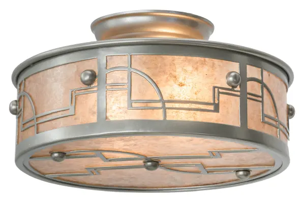 This alluring wall sconce features a unique motif reminiscent of the high art of the Art Deco era. This Revival Deco fixture is created with a Silver Mica diffuser and is enhanced with a Nickel powder coat finish. Handcrafted by highly skilled artisans in our 180,000 square foot manufacturing facility in Yorkville, New York. Lens colors, metal finishes and fixture sizes can be customized to your needs. UL and cUL listed for dry and damp locations. Collection: Revival Finish: Nickel Powder Coat Glass: Silver Mica Width: 11.50" Height: 6.00" Length: 11.50" Weight: 3.00 lb Number of Bulbs: 2 Maximum Wattage: 60.00 W Bulb Type: A15 Bulb Base: E26 Material: Steel Country of Origin: USA Safety Listing: Damp Safety Rating: Damp