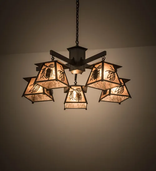 40"W Scotch Pine 5 LT Chandelier