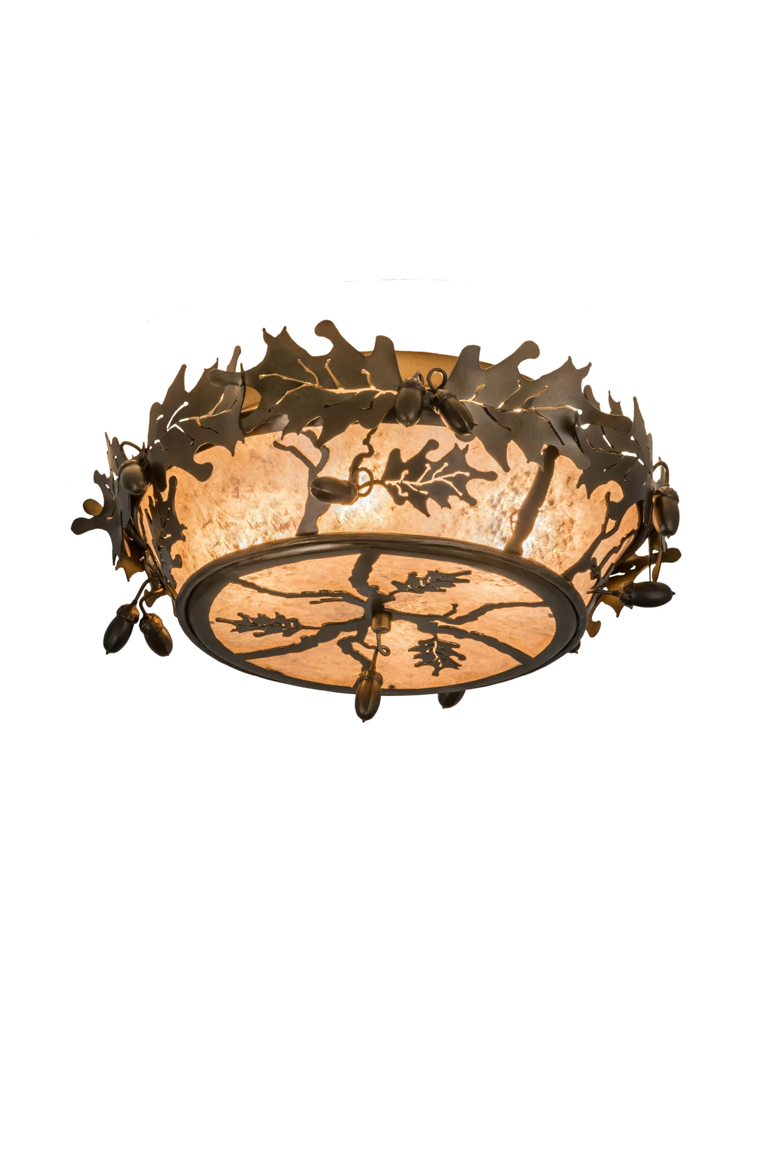 Oak Leaf & Acorn Four Light Flushmount in Antique Copper