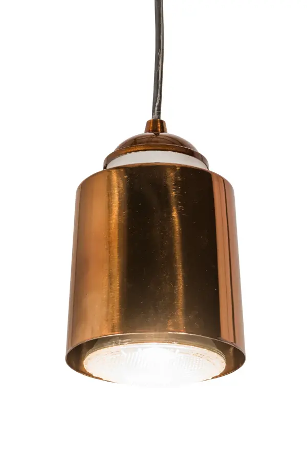 This stunning mini ceiling pendant features?a cylindrical-shaped_frame and hardware offered in an elegant Transparent Copper finish. The handsome luminaire is enhanced with a downlight to illuminate surfaces below. The mini pendant can be placed in groups to illuminate a bar; dining table; counter; or island in homes; lounges; and restaurants. The overall height ranges from 8 to 69 inches; as the cord can be adjusted on location. The Cilindro Dedal Mini Pendant is included in our American-made; American-designed; handcrafted Modern Lighting Collection; which is manufactured in Yorkville; New York. The fixture is UL and cUL listed for dry and damp locations.