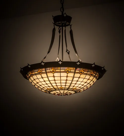 26" Wide Fleur-de-Lite Inverted Pendant