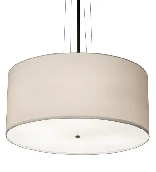 Designed with a curved profile and a clean architectural look; this appealing and versatile ceiling fixture reveals a sophisticated aesthetic. This pendant features a White Textrene shade enhanced with a Statuario Idalight bottom diffuser. The hardware is featured in an Oil Rubbed Bronzed finish. Handcrafted by highly skilled artisans in our manufacturing facility in Upstate New York; this transitional styled pendant is available in a wide range of custom choices including various designs; colors; sizes and dimmable energy efficient lamping options such as LED. This pendant is UL and cUL listed for damp and dry locations. - alternate view