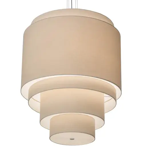 Designed for a sophisticated architectural look, this transitional fixture is designed with 5 tiers featuring curved Cream Linen Textrene shades, and complemented with a lower diffuser offered in Statuario Idalight. The canopy, decorative trim and hardware are accentuated in a Dark Burnished Antique Copper finish. Ideal for a conference room, foyer, lobby or other large spaces, this fixture is custom crafted in the USA. Custom sizes, styles, colors and dimmable energy efficient lamping options such as LED are offered. The 31-inch wide fixture is UL and cUL listed for damp and dry locations. Collection: Cilindro Finish: Dark Burnished Antique Copper Glass: Cream Linen Width: 31.00" Height: 37.50" Length: 31.00" Weight: 13.50 lb Number of Bulbs: 4 Maximum Wattage: 60.00 W Bulb Type: A19 Bulb Base: E26 Material: Steel Country of Origin: USA Safety Listing: Dry Safety Rating: Dry - alternate view