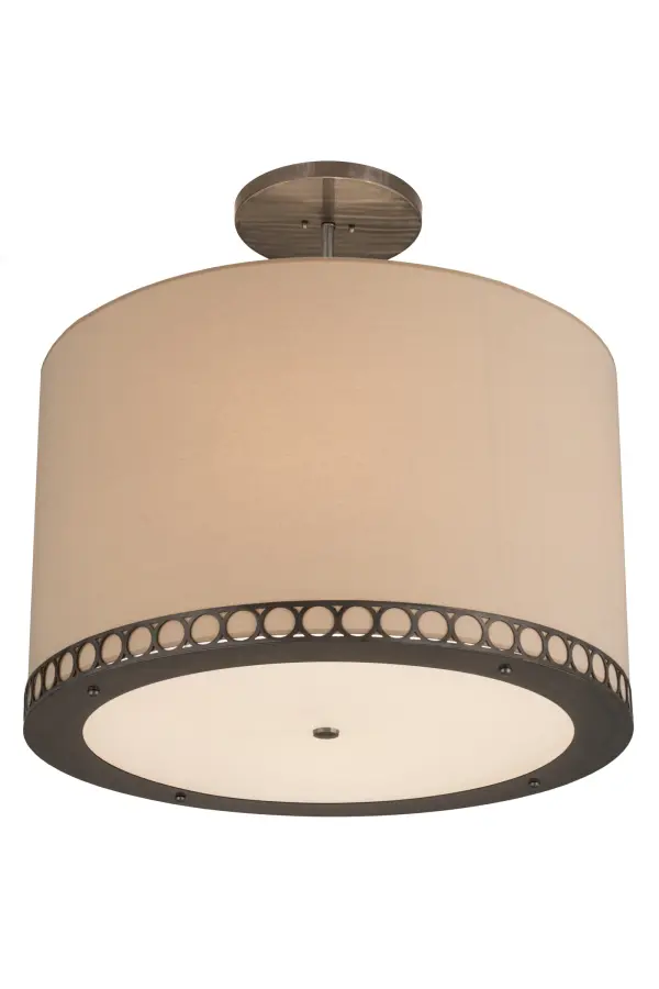 The Cilindro Aloni features a curved Natural Textrene shade which is trimmed with a Deco designed trim featuring a circlet border. The sturdy Raw Steel ring and decorative accents are offered in a Satin Clear finish. The pendant is enhanced with a Statuario Idalight bottom diffuser. Handcrafted by highly skilled artisans in our manufacturing facility in Yorkville; NY; this fixture is offered in custom sizes; styles and finishes as well as dimmable energy efficient lamping options such as LED. The 32-inch wide fixture is UL and cUL listed for dry and damp locations.