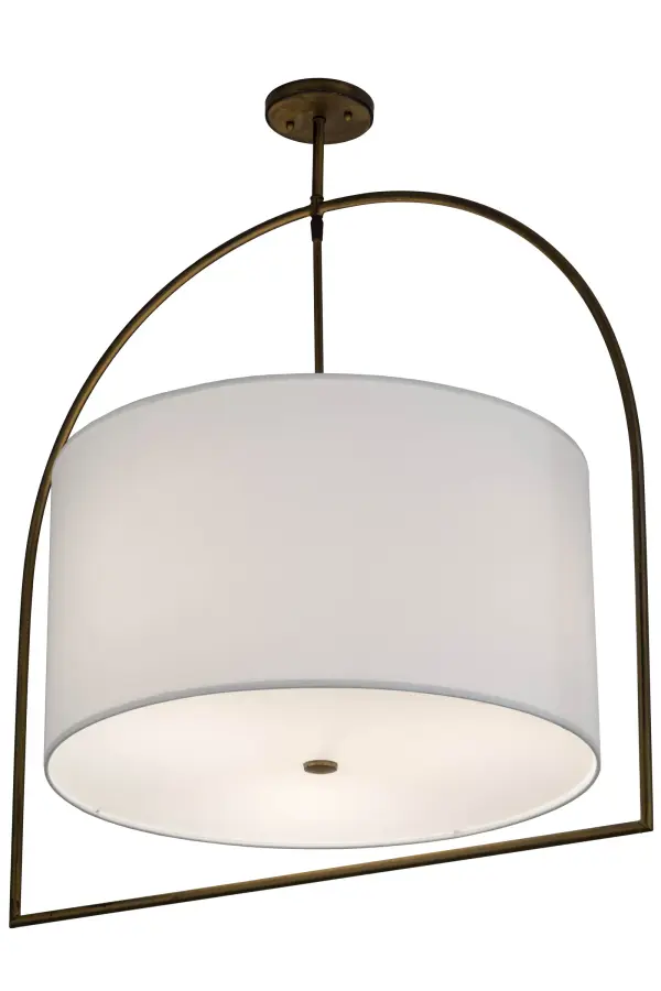 Offering sophistication with a distinctive luxurious look; this Cilindro Cambre pendant features a round White Textrene shade complemented with a Statuario Idalight bottom diffuser. The ceiling pendant is enhanced with an arch-shaped frame and hardware featured in a Hand-applied Custom Powdercoat finish. This fixture is created by highly skilled artisans at our manufacturing facility in Upstate New York in the USA. Custom sizes; styles and colors are available; as well as dimmable; energy efficient lamping options such as LED. This elegant pendant is UL and cUL listed for damp and dry locations.