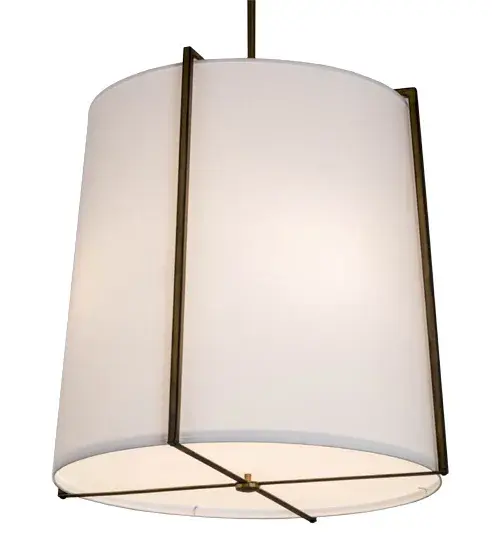 Designed with a curved profile and a clean architectural look, this appealing and versatile ceiling fixture reveals a sophisticated aesthetic. This pendant features a White Textrene shade enhanced with a Statuario Idalight bottom diffuser. The hardware, frame and crossbar design are featured in a Hand-applied Custom Powdercoat finish. Handcrafted by highly skilled artisans in our manufacturing facility in Upstate New York, this transitional styled pendant is available in a wide range of custom choices including various designs, colors, sizes and dimmable energy efficient lamping options such as LED. This pendant is UL and cUL listed for damp and dry locations. Collection: Cilindro Finish: Aged Brass Glass: White Textene/Statuario Idalight Width: 24.00" Height: 60.00" Length: 24.00" Weight: 11.00 lb Number of Bulbs: 4 Maximum Wattage: 60.00 W Bulb Type: A19 Bulb Base: E26 Material: Steel Country of Origin: USA Safety Listing: Dry Safety Rating: Dry - alternate view
