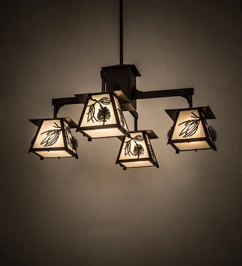 40"W Scotch Pine 4 LT Chandelier