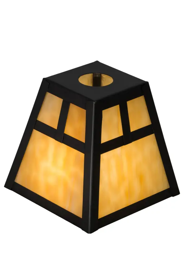 Stunning art glass inspired by the Arts & Crafts movement. The straight lines of this Mission design featured on Beige Flemish Glass are complemented with Solid Brass hardware hand finished in a warm Craftsman Brown hue. The shade is handcrafted by highly skilled artisans in our 180,000 square foot manufacturing facility in Yorkville, NY. Custom sizes, styles, and finishes are available. The shade can be used in multiples to create a chandelier or with handsome hardware to produce mini pendants, vanity lights, and wall sconces. Collection: T" Mission" Finish: Craftsman Brown Glass: Beige Art Glass Width: 8.50" Height: 6.00" Length: 6.00" Weight: 2.00 lb Number of Bulbs: 4 Bulb Type: A19 Bulb Base: Medium Material: Steel Country of Origin: USA Safety Listing: Dry Safety Rating: Dry