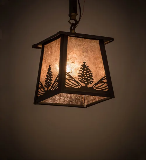 7" Square Mountain Pine Mini Pendant