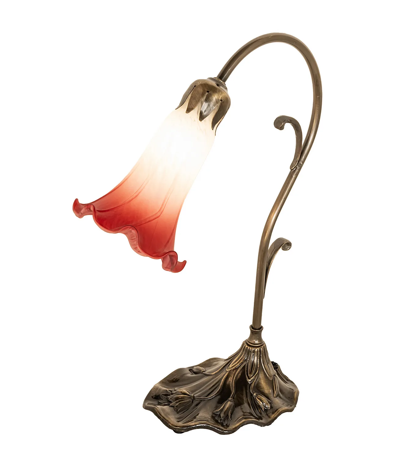 Pink/White One Light Mini Lamp in Antique Brass
