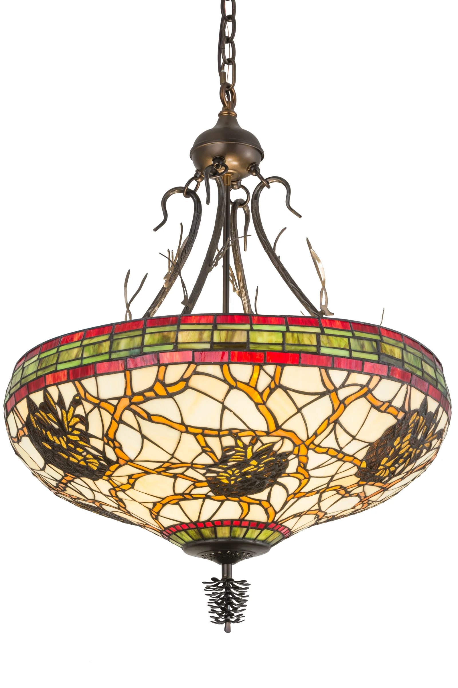 Pinecone Four Light Inverted Pendant in Antique Copper