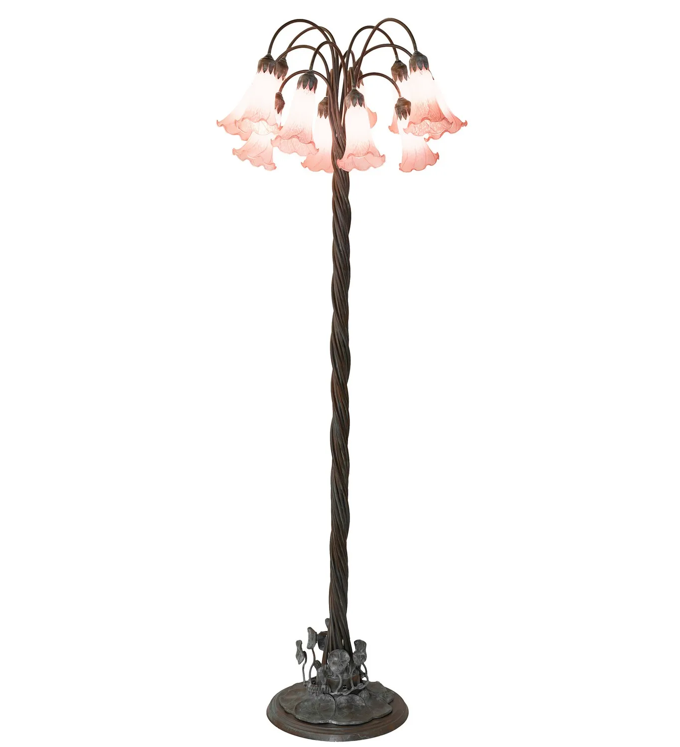Pink 12 Light Floor Lamp in Bronze