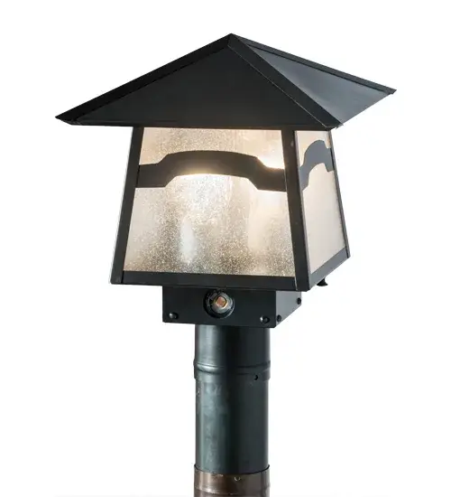 Perfect for fine exterior lighting applications; the Stillwater Post Mount features a Craftsman-style lantern with a Clear Seeded Glass diffuser complemented with a Mountain View design; frame; and hardware in Craftsman Brown. Constructed of Solid Brass; this lighting fixture is handcrafted for durability and longevity and is resistant?to rust and corrosion. The handsome lighting fixture can be mounted to columns and posts on patios and decks; however; this fixture does not include a Post. The post is sold separately; and sourcing a post locally may be more cost-effective. The fixture provides beautiful ambient lighting in fine homes and other spaces from Richmond; Virginia; to Walnut Creek; California. The Stillwater Mountain View Post Mount is included in our American-made; American-designed; handcrafted Craftsman Signature Series and manufactured in Yorkville; New York. UL and cUL listed for dry; damp; and wet locations. Our Build Your Own Craftsman Signature Series features unlimited combinations of styles. The collection is called build your own because it is fully configurable and customizable from size and design to finish and lens color. Go nuts with the options; or send us your own concept today! Call today to learn how to use the configuration tool available on our website for an instant item number! - alternate view