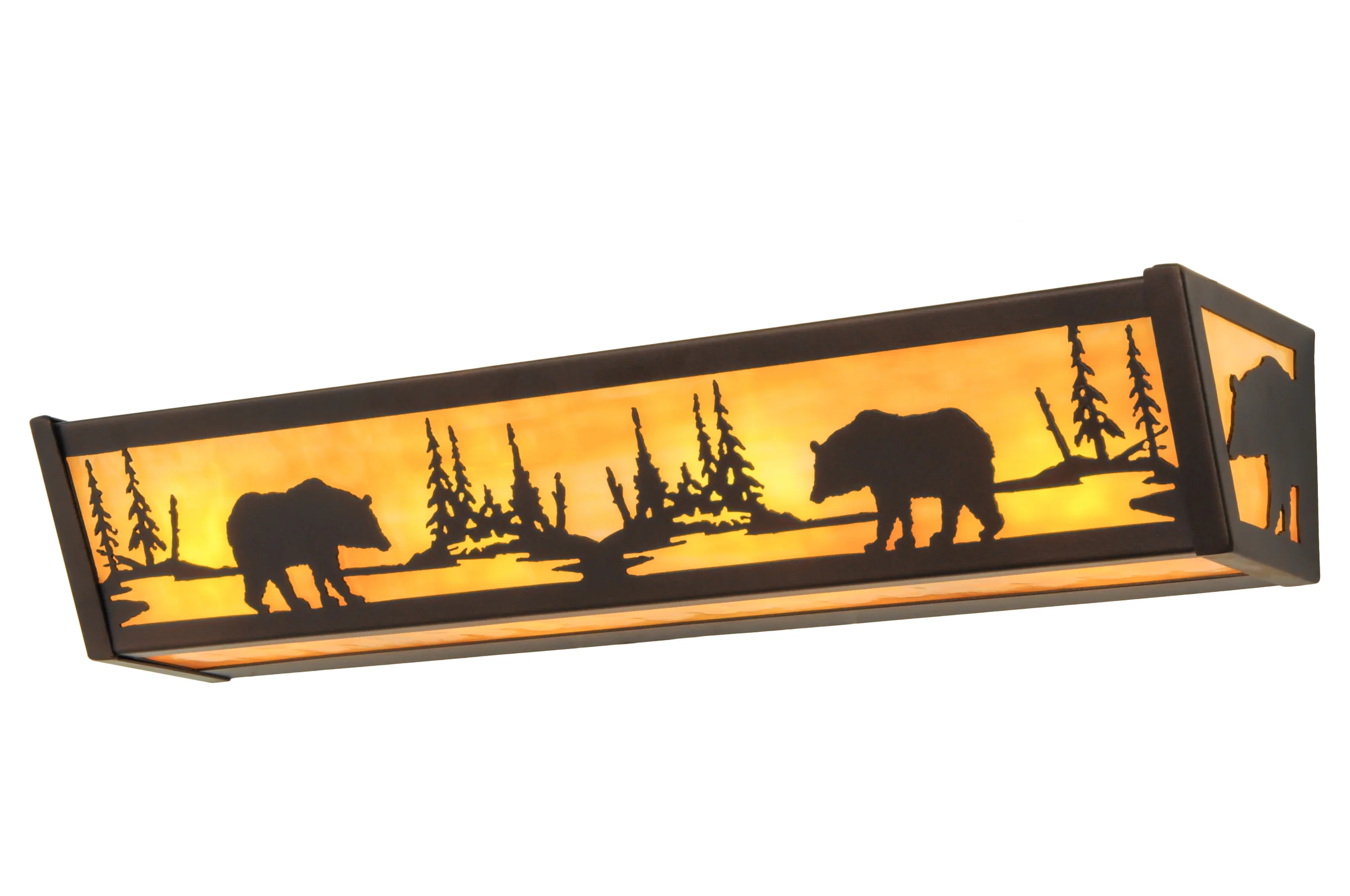 Bear At Lake Four Light Vanity in Mahogany Bronze