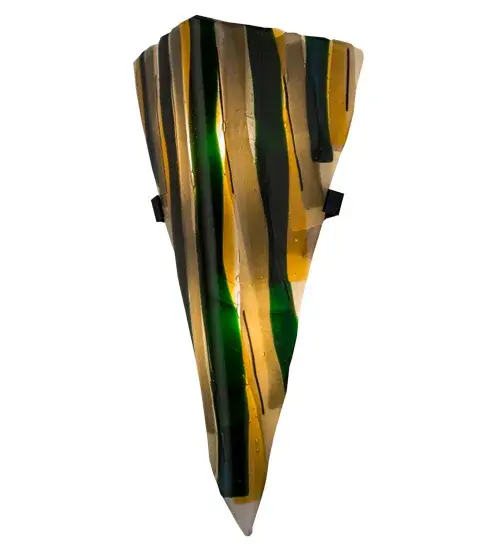 American craftsmanship is combined with European artistry which results in this striking lighting design. A cool decorative lighting style is achieved by kiln firing fused glass into this unique wall sconce. The Metro Fusion Fettuccine shade is complemented with Solid Iron hardware featured in a Textured Black finish. Custom styles; colors and sizes are available; as well as dimmable energy efficient lamping options such as LED. This sconce is UL and cUL listed for damp and dry locations. - alternate view