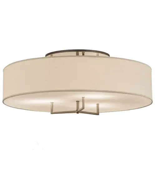 Offering a clean architectural look that will complement the most luxurious interiors; Cilindro Bahn creates soft illumination and sophistication with its elegant neutral palette. Eggshell Textrene is complemented with a Statuario Idalight bottom diffuser. Handcrafted by artisan hands in our manufacturing facility; this 36-inch wide ceiling fixture is enhanced with unique Bronze Metallic finished accents. Matching 30-inch fixture also available. Custom sizes; styles and finishes are available; as well as dimmable energy efficient lamping options. UL and cUL listed for dry and damp locations. - alternate view