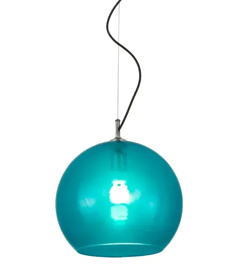 A fun; contemporary curved orb is featured in Transparent and Frosted Turquoise Idalight and enhanced with hardware in a Turquoise and Sparkle Silver Finish. Ideal for illuminating dining tables; reception areas and retail counters in residential and commercial environments; this pendant is handcrafted by Meyda artisans in our manufacturing facilities in Yorkville; New York. This pendant illuminates with energy efficient CFL lamping. Custom colors; styles and sizes are available. The fixture is UL and cUL listed for damp and dry locations. - alternate view