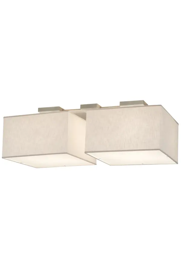 Rendering a clean and stunning architectural look; this streamlined geometric design features two Natural Textrene shades that are complemented with Statuario Idalight bottom diffusers. Ideal for illuminating islands; counters; billiard tables; conference tables; bars and dining tables. Handcrafted by highly skilled artisans in Yorkville; NY; the pendant is available in custom sizes; styles and finishes; as well as dimmable energy efficient lamping options such as LED. This 55-inch long fixture is UL and cUL listed for dry and damp locations.