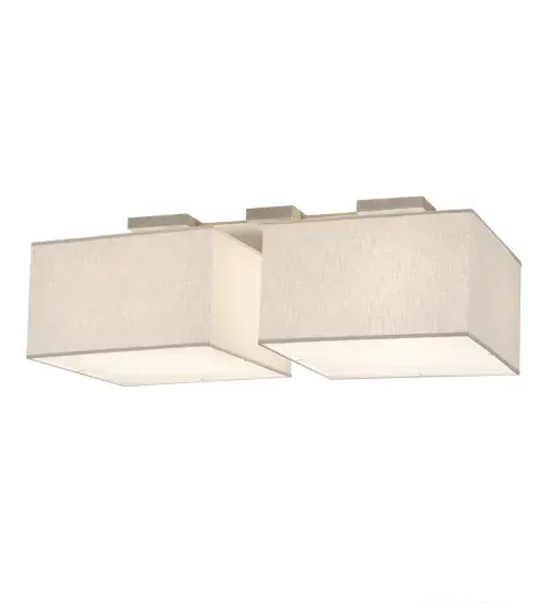 Rendering a clean and stunning architectural look; this streamlined geometric design features two Natural Textrene shades that are complemented with Statuario Idalight bottom diffusers. Ideal for illuminating islands; counters; billiard tables; conference tables; bars and dining tables. Handcrafted by highly skilled artisans in Yorkville; NY; the pendant is available in custom sizes; styles and finishes; as well as dimmable energy efficient lamping options such as LED. This 55-inch long fixture is UL and cUL listed for dry and damp locations. - alternate view